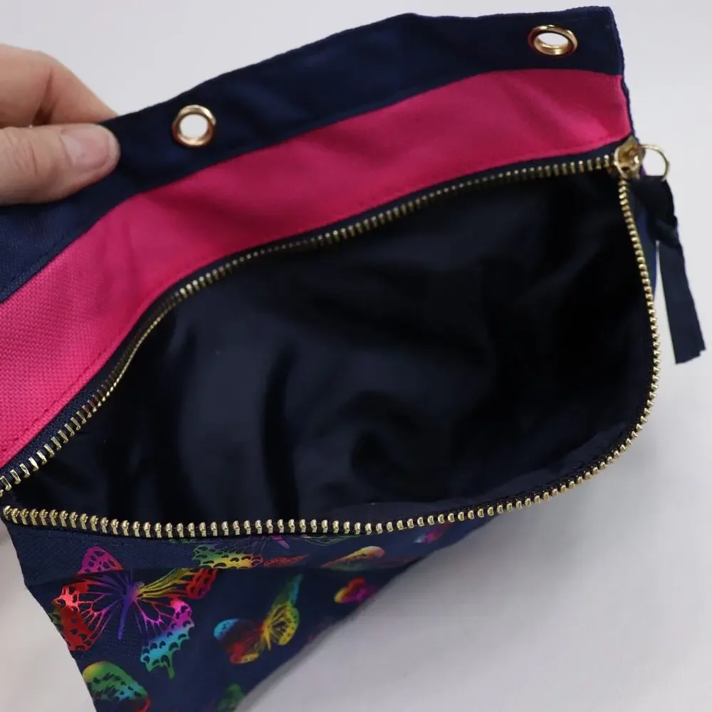 Pen & Gear Pencil Case 3 Ring Binder School Double Zip Pouch Lined Butterfly